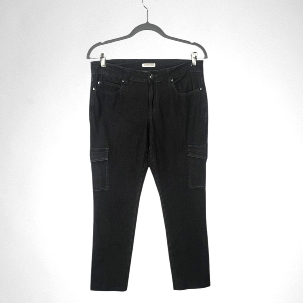 EILEEN FISHER Black Cargo Pants 8 Organic‎ Cotton Blend Comfort Fit